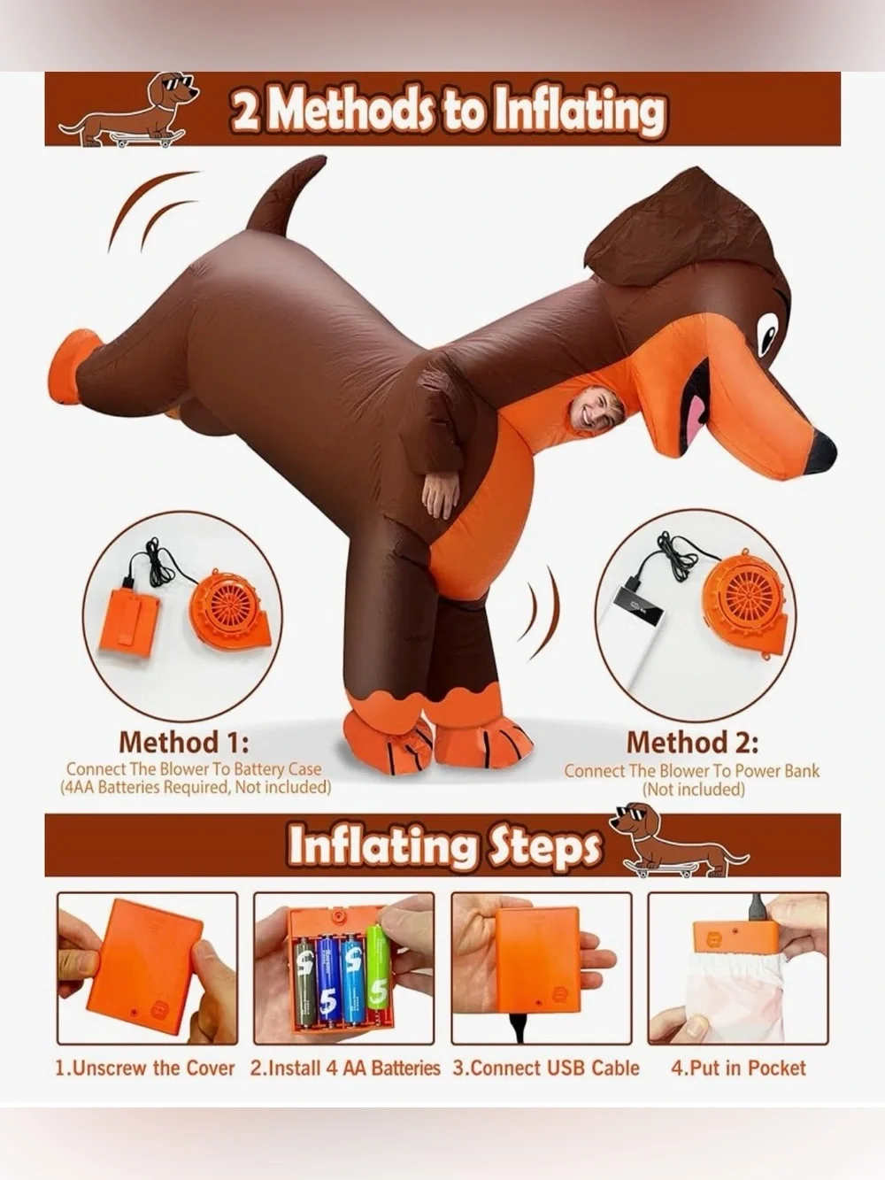 EUC UNISEX Inflatable Dachshund Halloween Adult Costume Full Body Design
